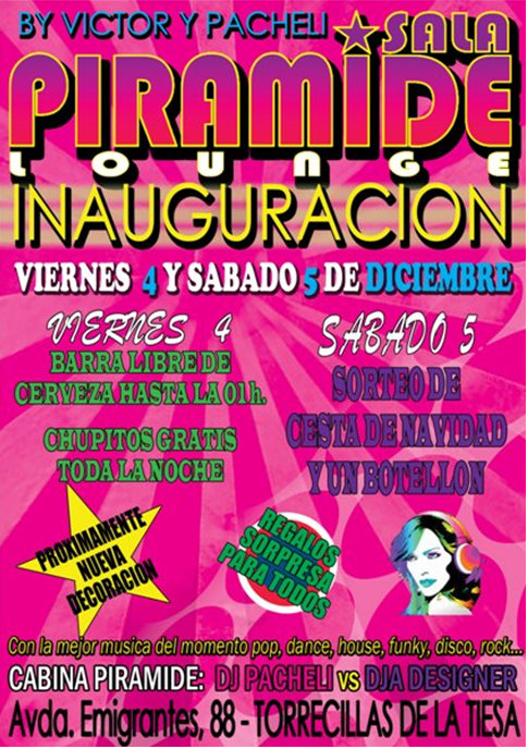 Gran inauguración Sala Pirámide el día 4 de Diciembre